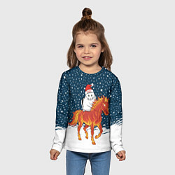 Лонгслив детский Кот Бендер и огненный конь - 2026, цвет: 3D-принт — фото 2