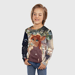 Лонгслив детский Новогодняя аниме лошадка, цвет: 3D-принт — фото 2