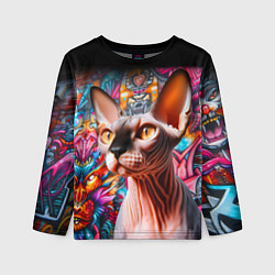 Лонгслив детский Sphynx on a graffiti background, цвет: 3D-принт