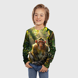 Лонгслив детский Лесная обезьянка, цвет: 3D-принт — фото 2