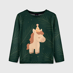 Лонгслив детский Милая лошадка с колпаком, цвет: 3D-принт