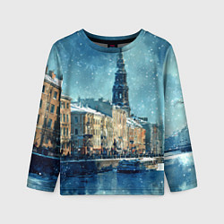 Лонгслив детский Снегопад в Санкт-Петербурге, цвет: 3D-принт