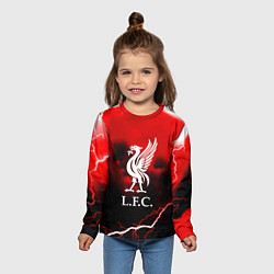 Лонгслив детский Ливерпуль шторм молнии красный, цвет: 3D-принт — фото 2