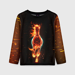 Детский лонгслив Огненная лошадь из темноты