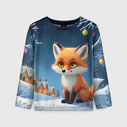 Детский лонгслив Лисичка новогодней ночью