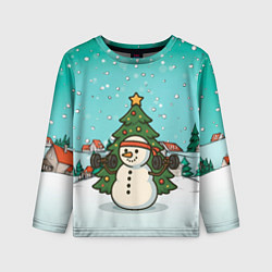 Лонгслив детский Снеговик - Новогодний Зож, цвет: 3D-принт