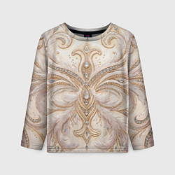 Лонгслив детский Перламутровый орнамент с перьями, цвет: 3D-принт