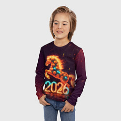 Лонгслив детский Новогодняя мандариновая лошадь 2026, цвет: 3D-принт — фото 2