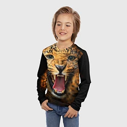 Лонгслив детский Рык леопарда, цвет: 3D-принт — фото 2