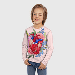 Лонгслив детский Цветочное сердце, цвет: 3D-принт — фото 2