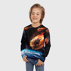 Лонгслив детский Метеориты, цвет: 3D-принт — фото 2
