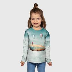 Лонгслив детский Летящий кит, цвет: 3D-принт — фото 2