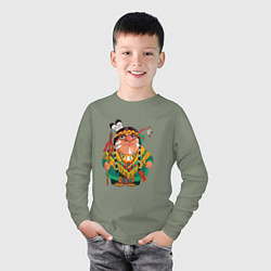 Лонгслив хлопковый детский Забавные Индейцы 10, цвет: авокадо — фото 2