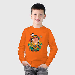 Лонгслив хлопковый детский Забавные Индейцы 10, цвет: оранжевый — фото 2
