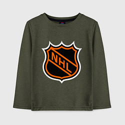 Лонгслив хлопковый детский NHL, цвет: меланж-хаки