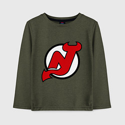 Лонгслив хлопковый детский New Jersey Devils, цвет: меланж-хаки