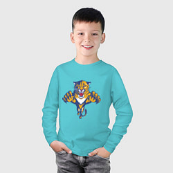 Лонгслив хлопковый детский Florida Panthers, цвет: бирюзовый — фото 2