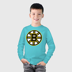 Лонгслив хлопковый детский Boston Bruins, цвет: бирюзовый — фото 2