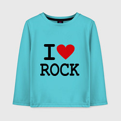 Лонгслив хлопковый детский I love Rock, цвет: бирюзовый