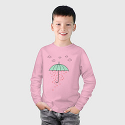 Лонгслив хлопковый детский Любовный дождик, цвет: светло-розовый — фото 2