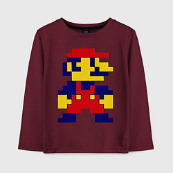 Лонгслив хлопковый детский Pixel Mario, цвет: меланж-бордовый
