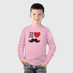 Лонгслив хлопковый детский Носи усы! Wear mustache!, цвет: светло-розовый — фото 2