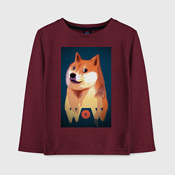 Лонгслив хлопковый детский Wow Doge, цвет: меланж-бордовый