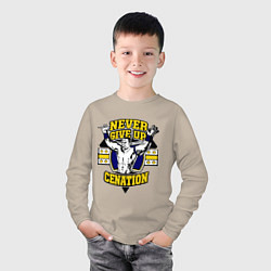 Лонгслив хлопковый детский Never Give Up: Cenation, цвет: миндальный — фото 2