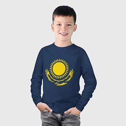 Лонгслив хлопковый детский Казахстан, цвет: тёмно-синий — фото 2