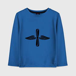 Лонгслив хлопковый детский Эмблема авиации цвета синий — фото 1