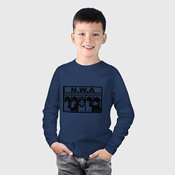 Лонгслив хлопковый детский NWA, цвет: тёмно-синий — фото 2