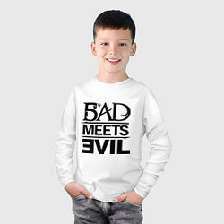 Лонгслив хлопковый детский Bad Meets Evil, цвет: белый — фото 2