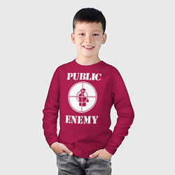Лонгслив хлопковый детский Public Enemy, цвет: маджента — фото 2