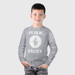 Лонгслив хлопковый детский Public Enemy, цвет: меланж — фото 2