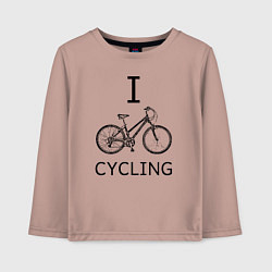 Лонгслив хлопковый детский I love cycling, цвет: пыльно-розовый