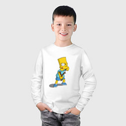 Лонгслив хлопковый детский Bad Bart, цвет: белый — фото 2