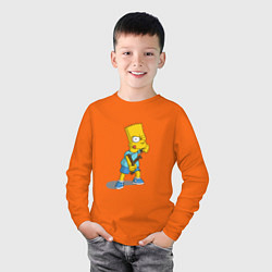Лонгслив хлопковый детский Bad Bart, цвет: оранжевый — фото 2