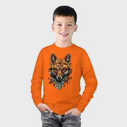 Лонгслив хлопковый детский Голова древней лисы, цвет: оранжевый — фото 2