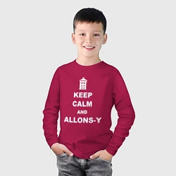 Лонгслив хлопковый детский Keep Calm & Allons-Y, цвет: маджента — фото 2