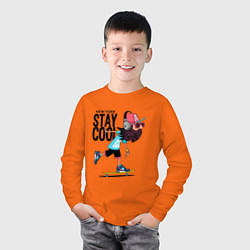 Лонгслив хлопковый детский Stay cool, цвет: оранжевый — фото 2