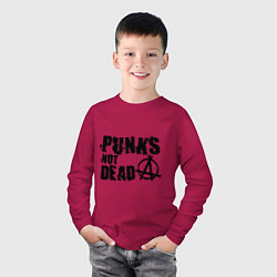 Лонгслив хлопковый детский Punks not dead, цвет: маджента — фото 2