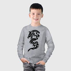 Лонгслив хлопковый детский Тату-дракон9, цвет: меланж — фото 2