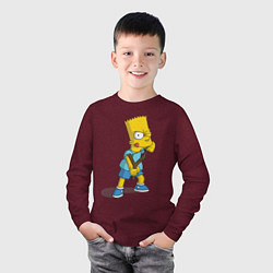 Лонгслив хлопковый детский Bart Bully, цвет: меланж-бордовый — фото 2