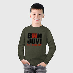 Лонгслив хлопковый детский Bon Jovi: Nice day, цвет: меланж-хаки — фото 2