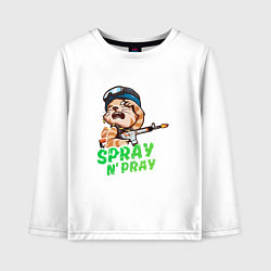 Лонгслив хлопковый детский CS:GO Spray N Pray, цвет: белый