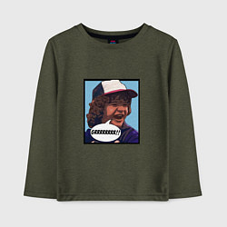 Лонгслив хлопковый детский Очень странные дела, цвет: меланж-хаки