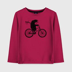 Лонгслив хлопковый детский Ежик на велосипеде, цвет: маджента