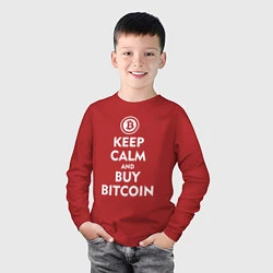 Лонгслив хлопковый детский Keep Calm & Buy Bitcoin, цвет: красный — фото 2