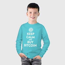 Лонгслив хлопковый детский Keep Calm & Buy Bitcoin, цвет: бирюзовый — фото 2