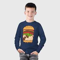 Лонгслив хлопковый детский Мопс-бургер, цвет: тёмно-синий — фото 2